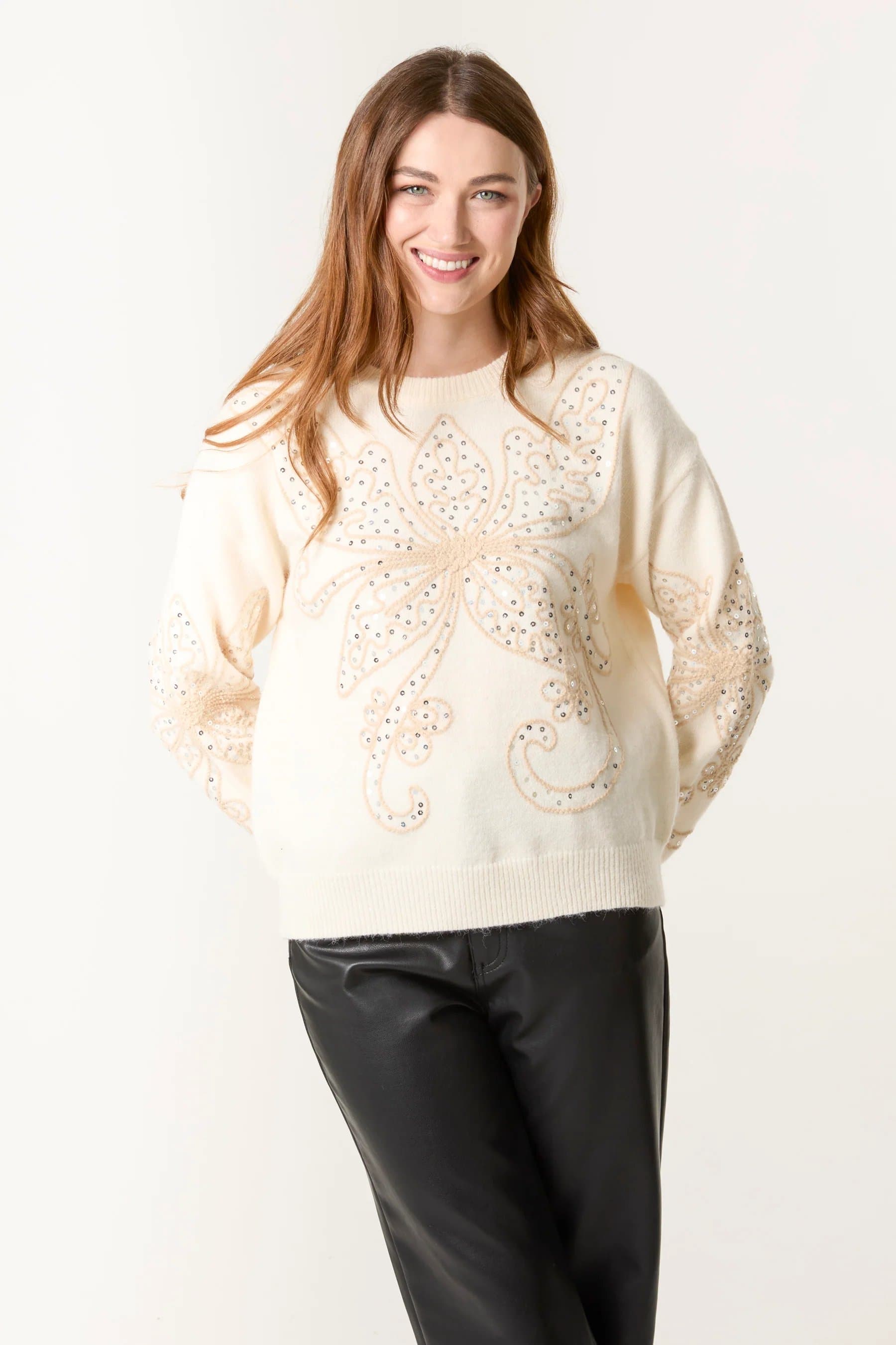 Blue Vanilla Butterfly Embroidered Jumper