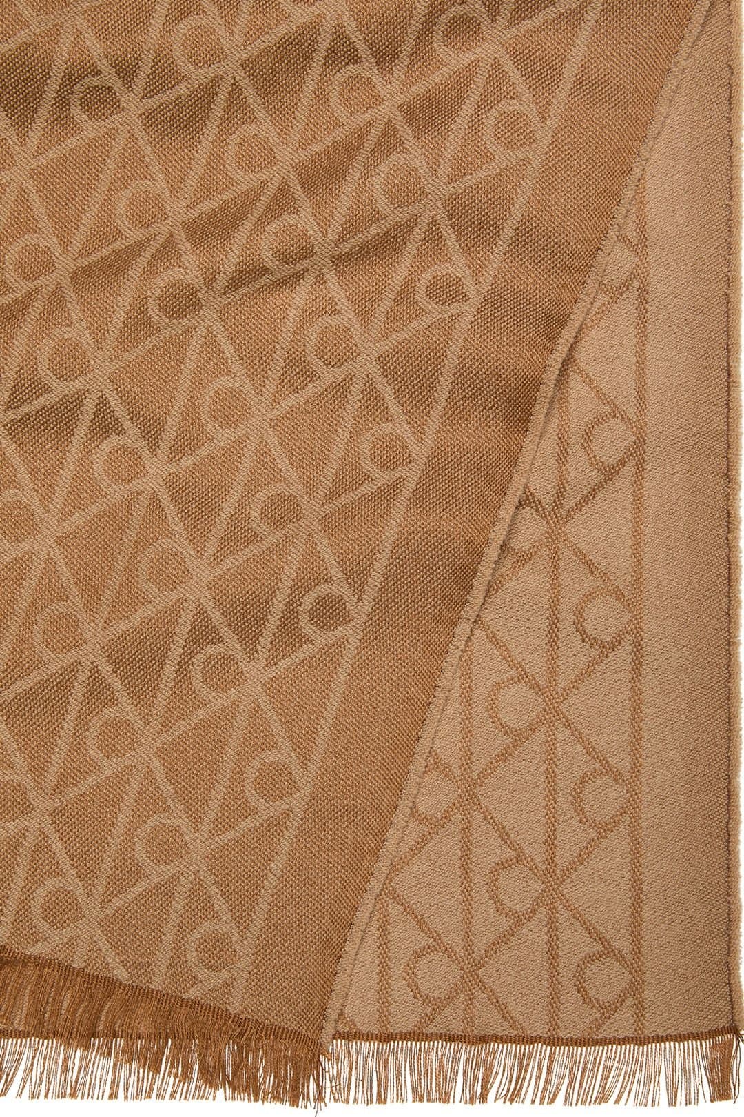 Calvin Klein Calvin Klein Women's Emblem Aop Tonal Wool Lw Scarf Bronze Gold Aop