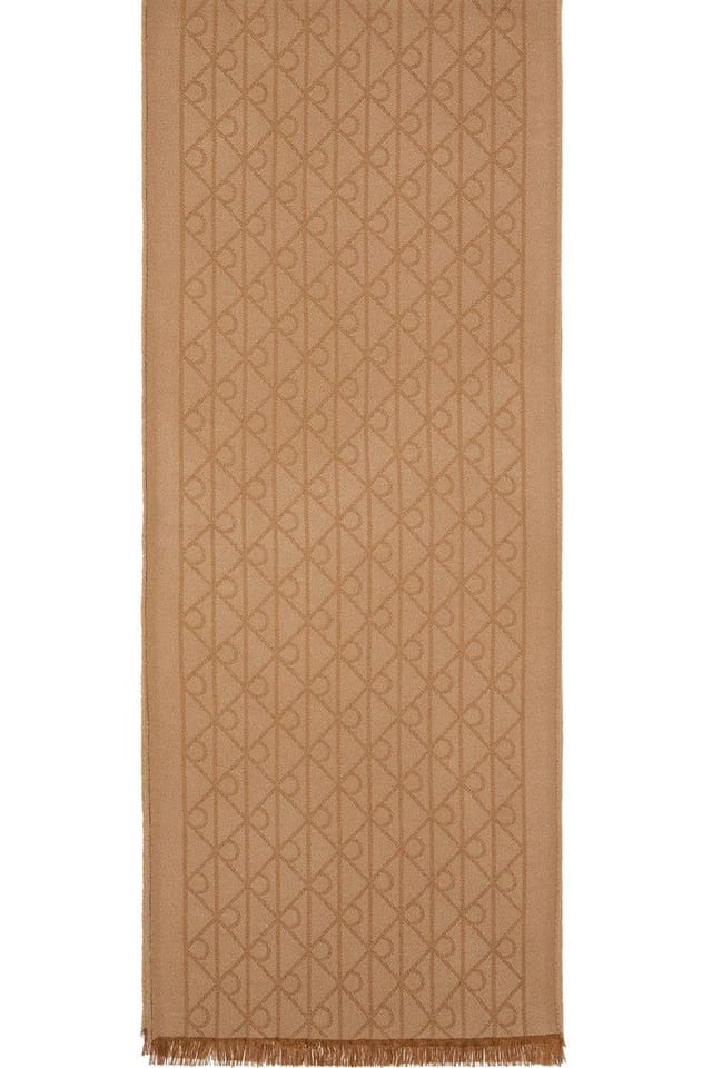 Calvin Klein Calvin Klein Women's Emblem Aop Tonal Wool Lw Scarf Bronze Gold Aop - 2