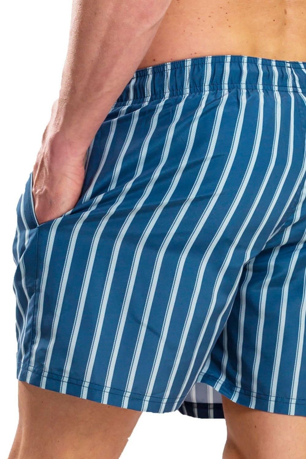 RIPT Essentials RIPT Essentials Men's Stripe Print Swim Shorts in Navy - 4