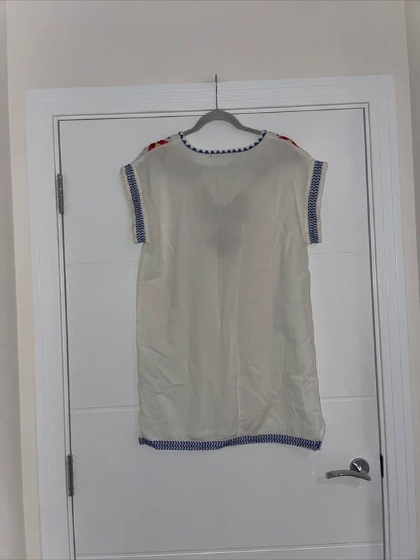 Zara Zara White Embroidered Tunic Shift Dress Size M Summer Casual Stylish Fashion Li