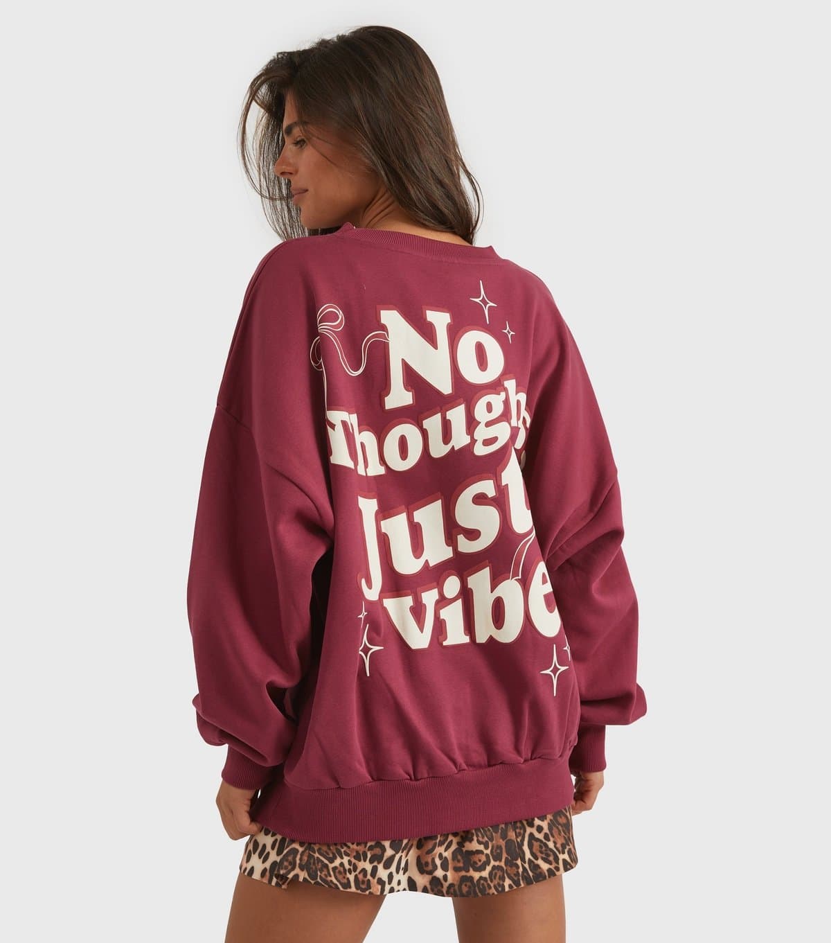 Skinnydip Women's Pink No Thought Just Vibes Printed Sweatshirt Skinnydip New Look