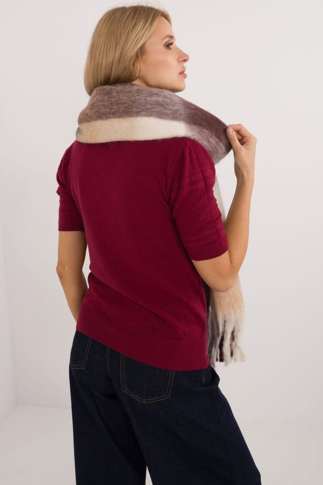 Love Lace Love Lace Women's Elegant Long Polyester Check Scarf with Tassels for Winter in Brown - 3