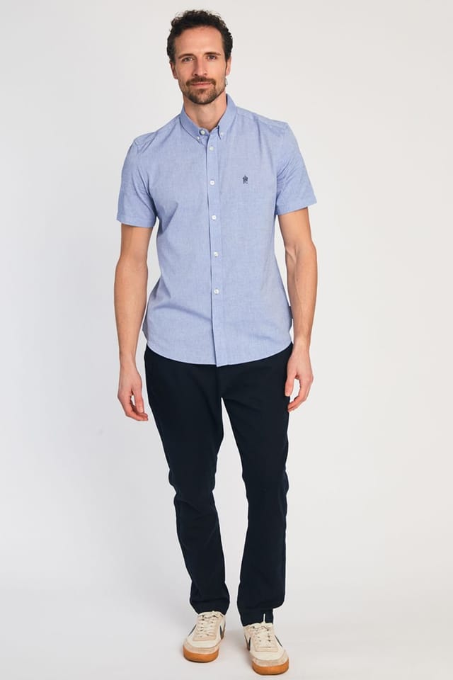 French Connection French Connection Men's Linen Blend Cuffed Trousers in Navy - 3