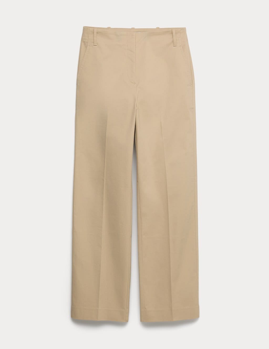 Marks & Spencer M&S Cotton Rich Straight Leg Ankle Grazer Trousers Sandstone - 1