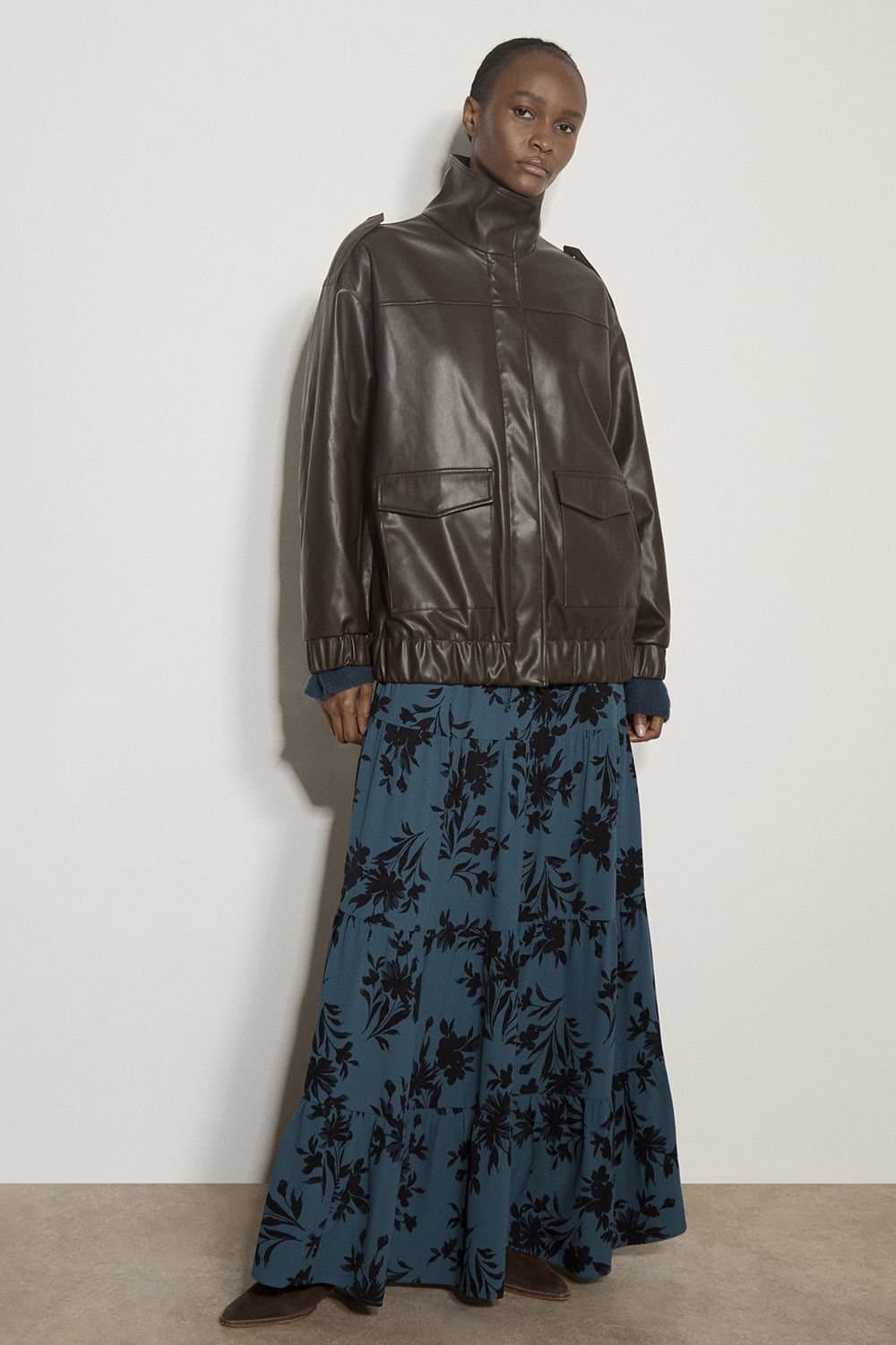 Apricot Apricot Women's Oversized Faux Leather Jacket in Brown