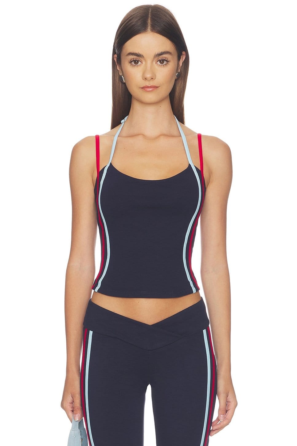 Revolve Navy Stripe Tiger Mist Crop Top