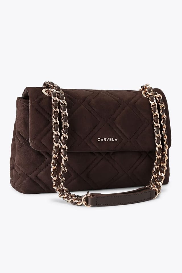 Carvela Carvela Women's 'Large Rosa Chain Shoulder' Suedette Bag in Dark Brown - 2