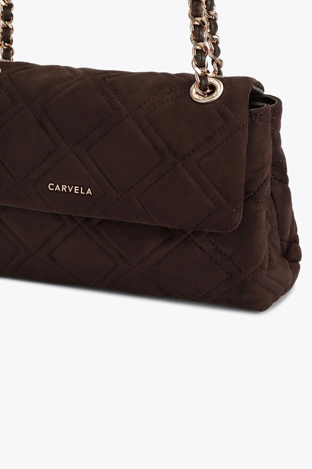 Carvela Carvela Women's 'Large Rosa Chain Shoulder' Suedette Bag in Dark Brown - 4