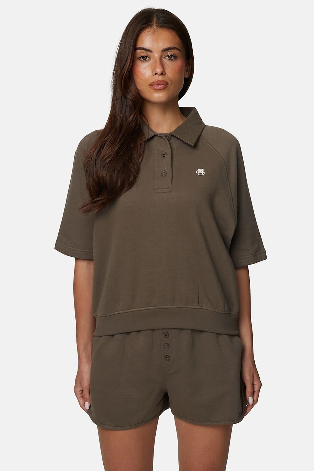 GOOD FOR NOTHING Good For Nothing Women's Monogram Collection Short Sleeve Sweatshirt in Brown