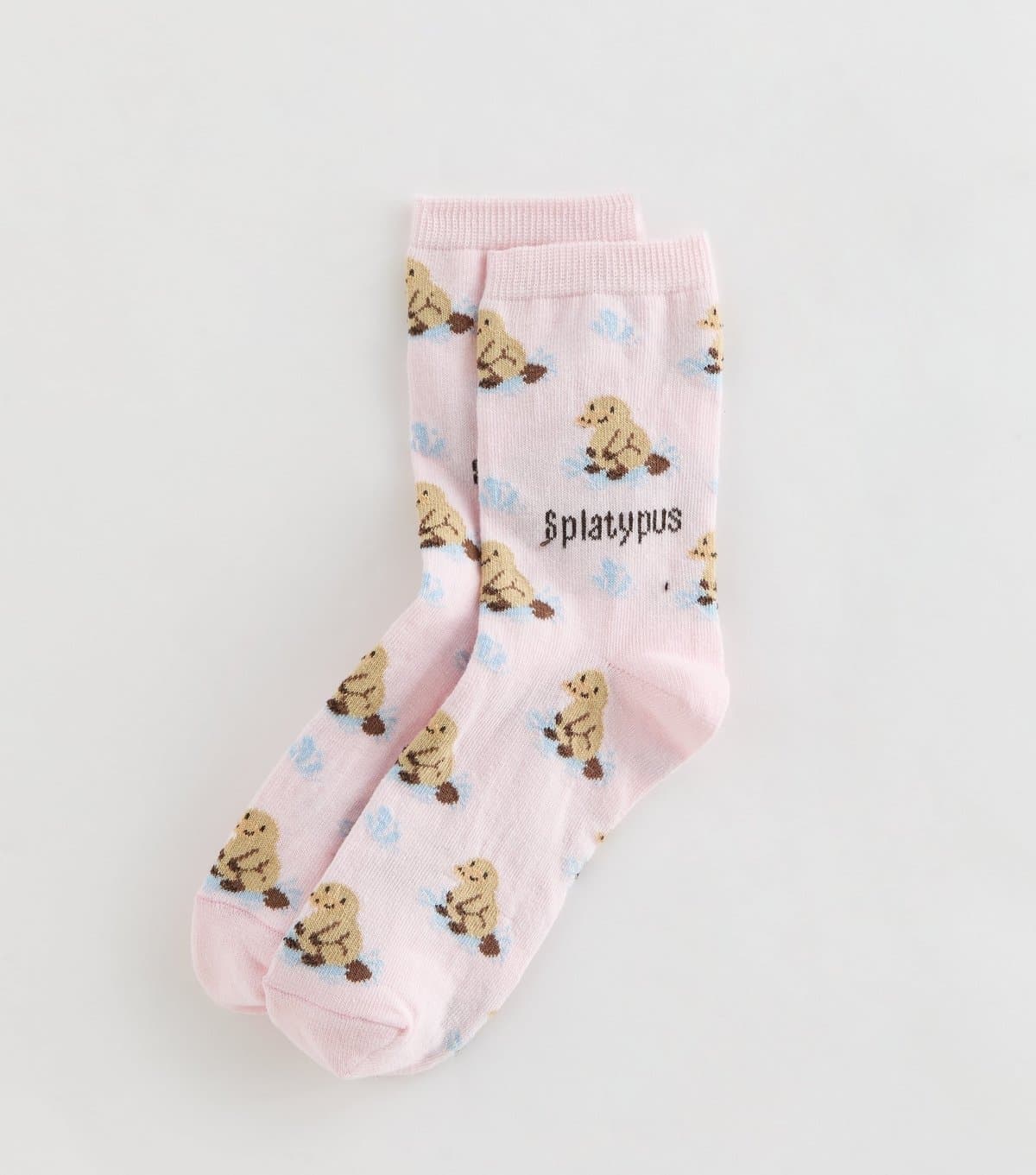 New Look Light Pink Platypus Patterned Logo Ankle Socks New Look