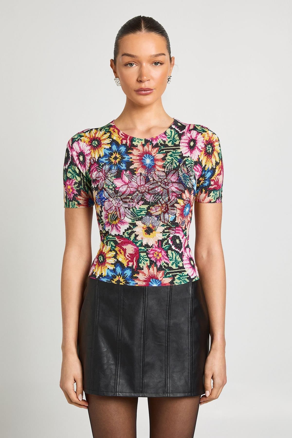 Debenhams Debenhams Multicolor Floral Crew Neck Top
