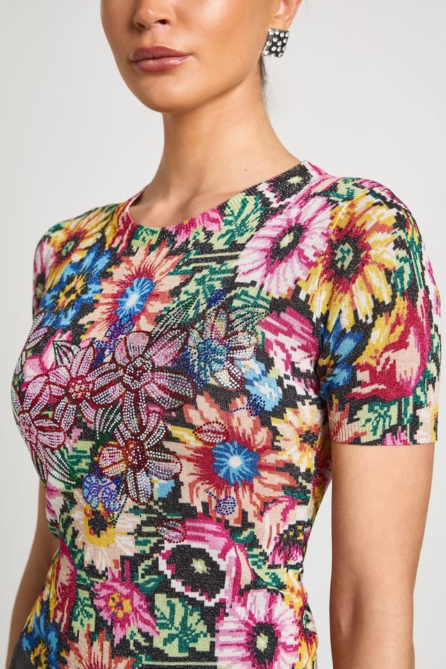 Debenhams Debenhams Women's Ashish Hotfix Pixel Floral Crew Neck Top - 2