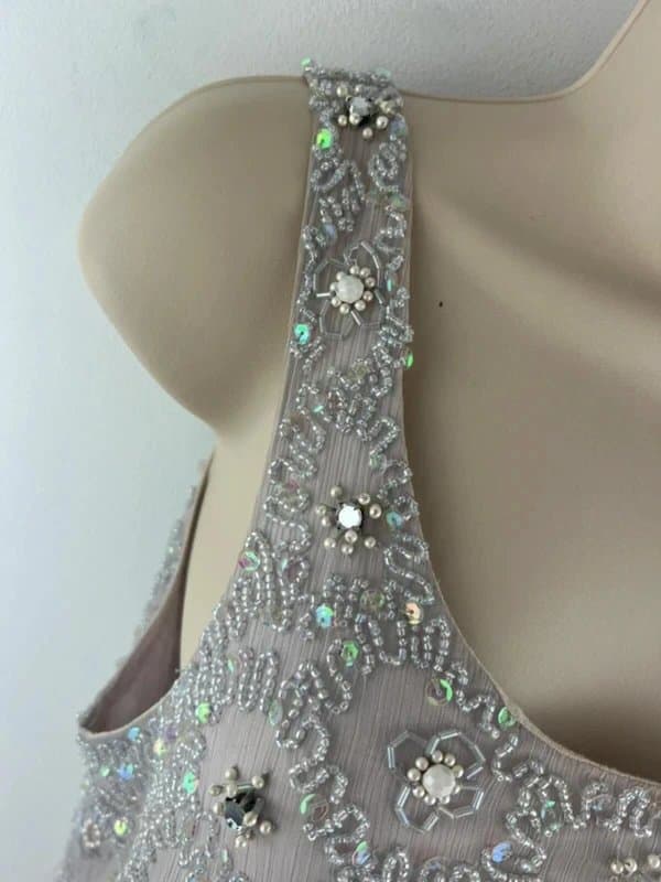 Topshop Topshop Beaded Sequin Embellished Sleeveless Top Nude Pink UK 6 Y2K 0008