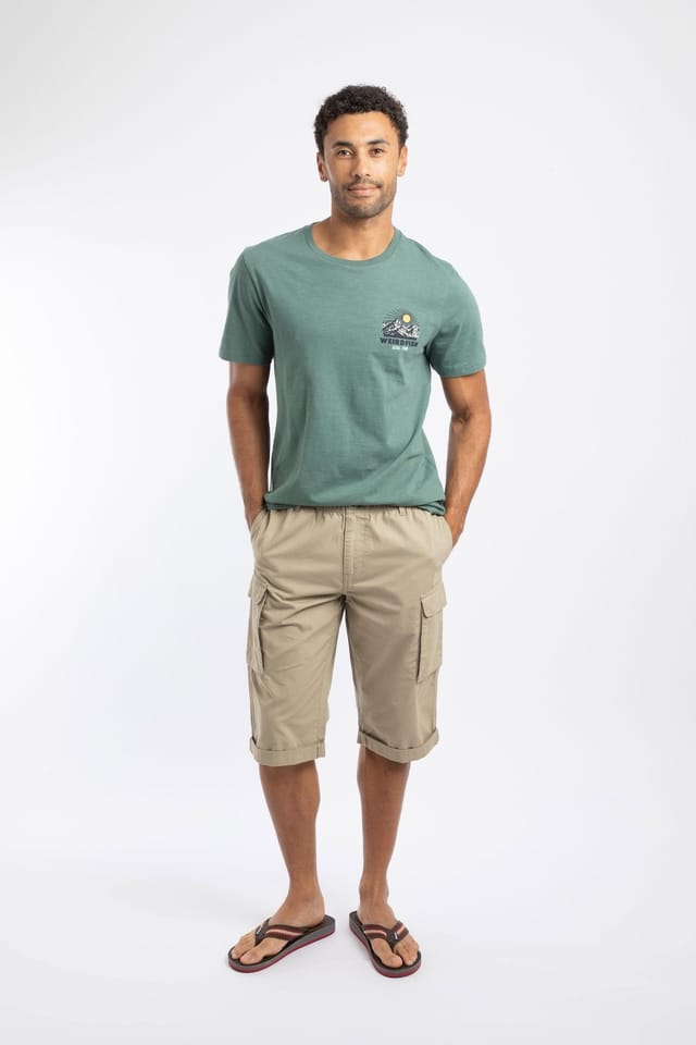 Weird Fish Weird Fish Men's Summersville 3/4 Length Ripstop Cargo Shorts in Beige - 3