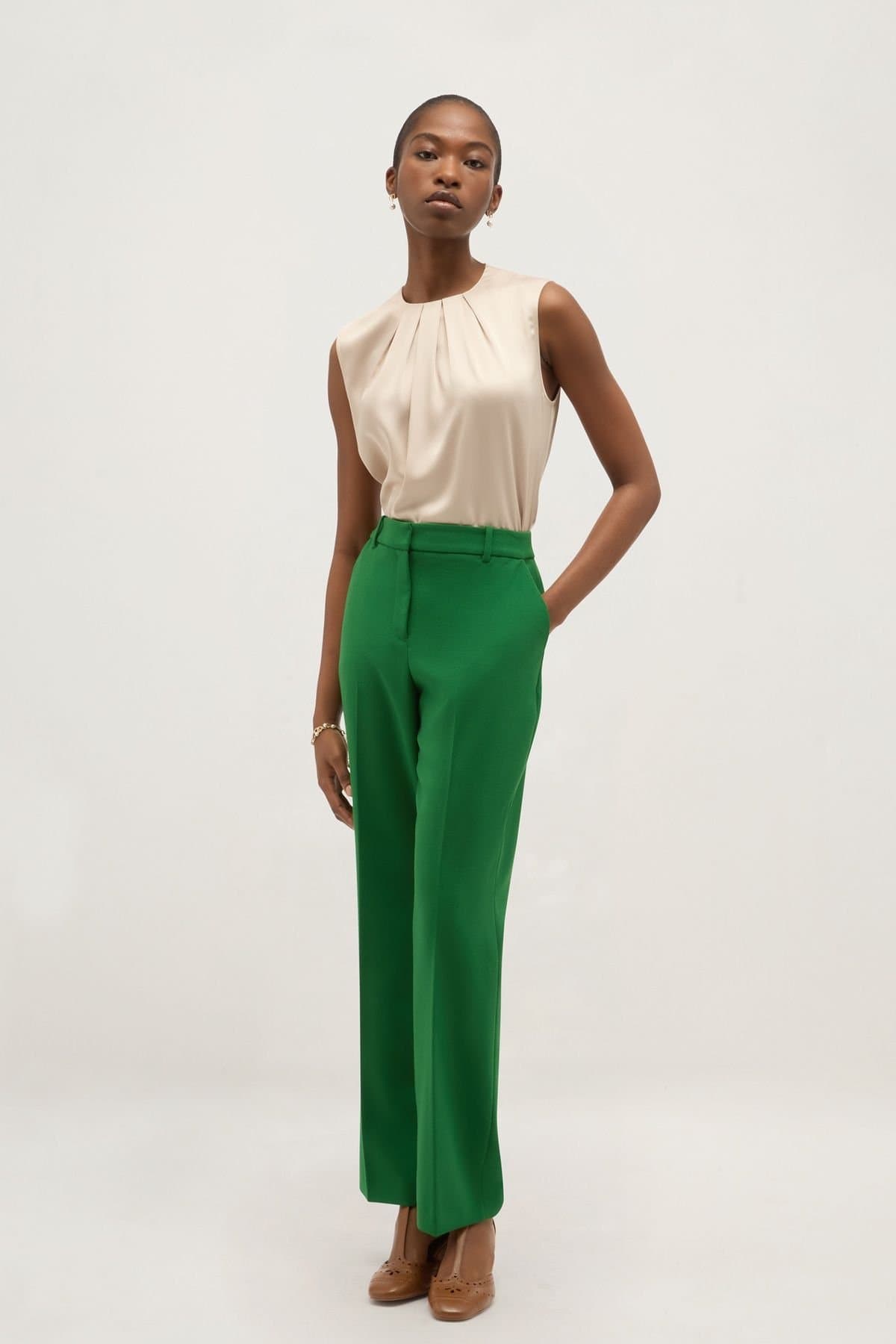 Hobbs London Hobbs London Women's Haley Straight Leg Trousers in Emerald