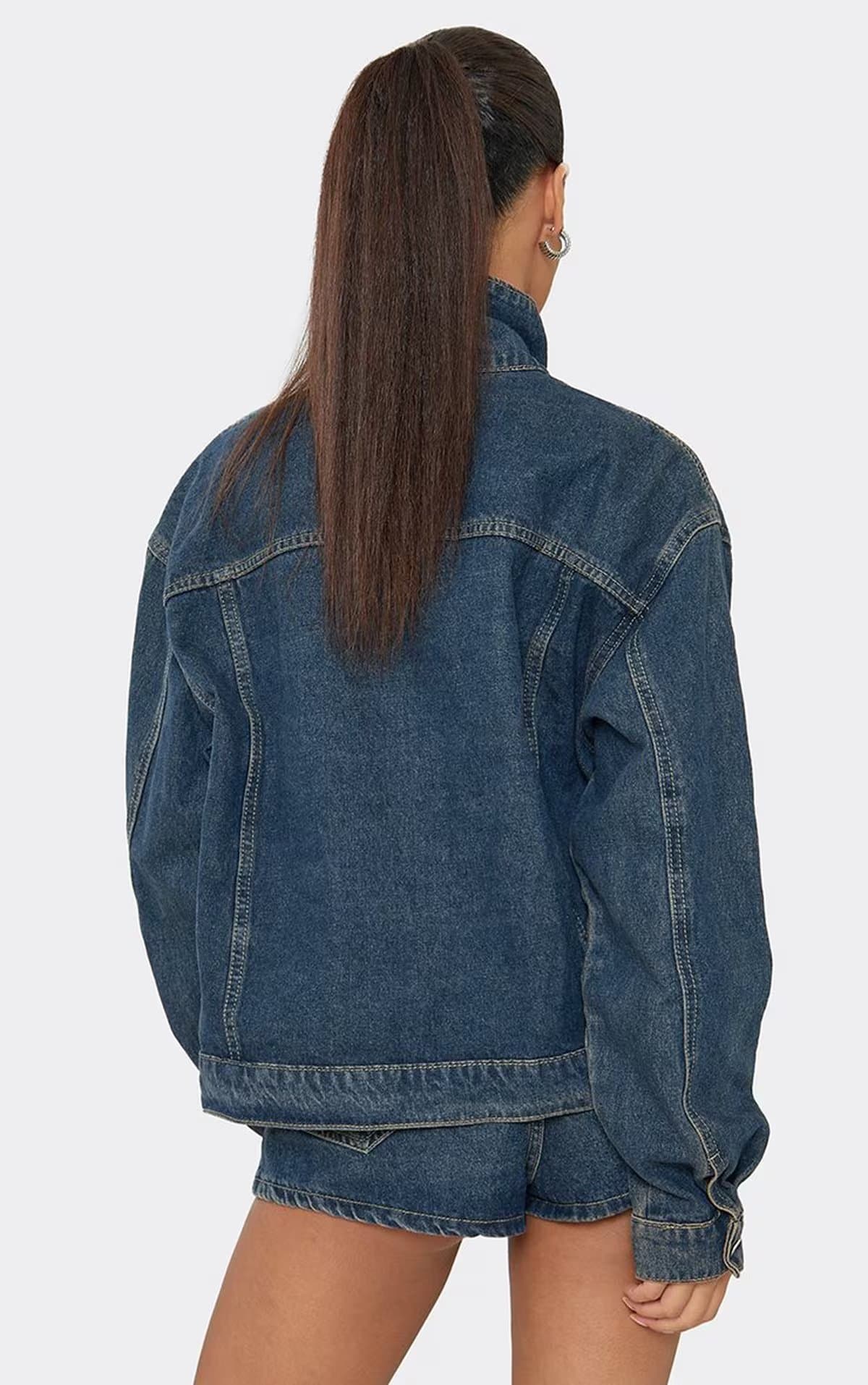 EGO Mid Waist Pocket Detail Micro Shorts In Vintage Blue Wash Denim, Women's Size UK 6