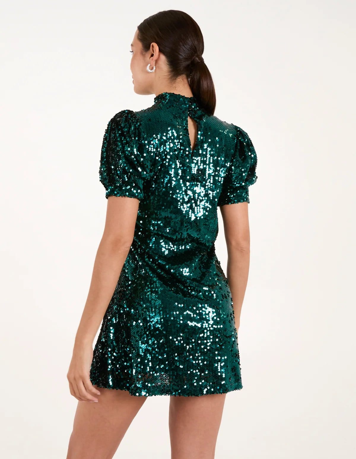 Blue Vanilla Puff Sleeve Sequin Dress - 4
