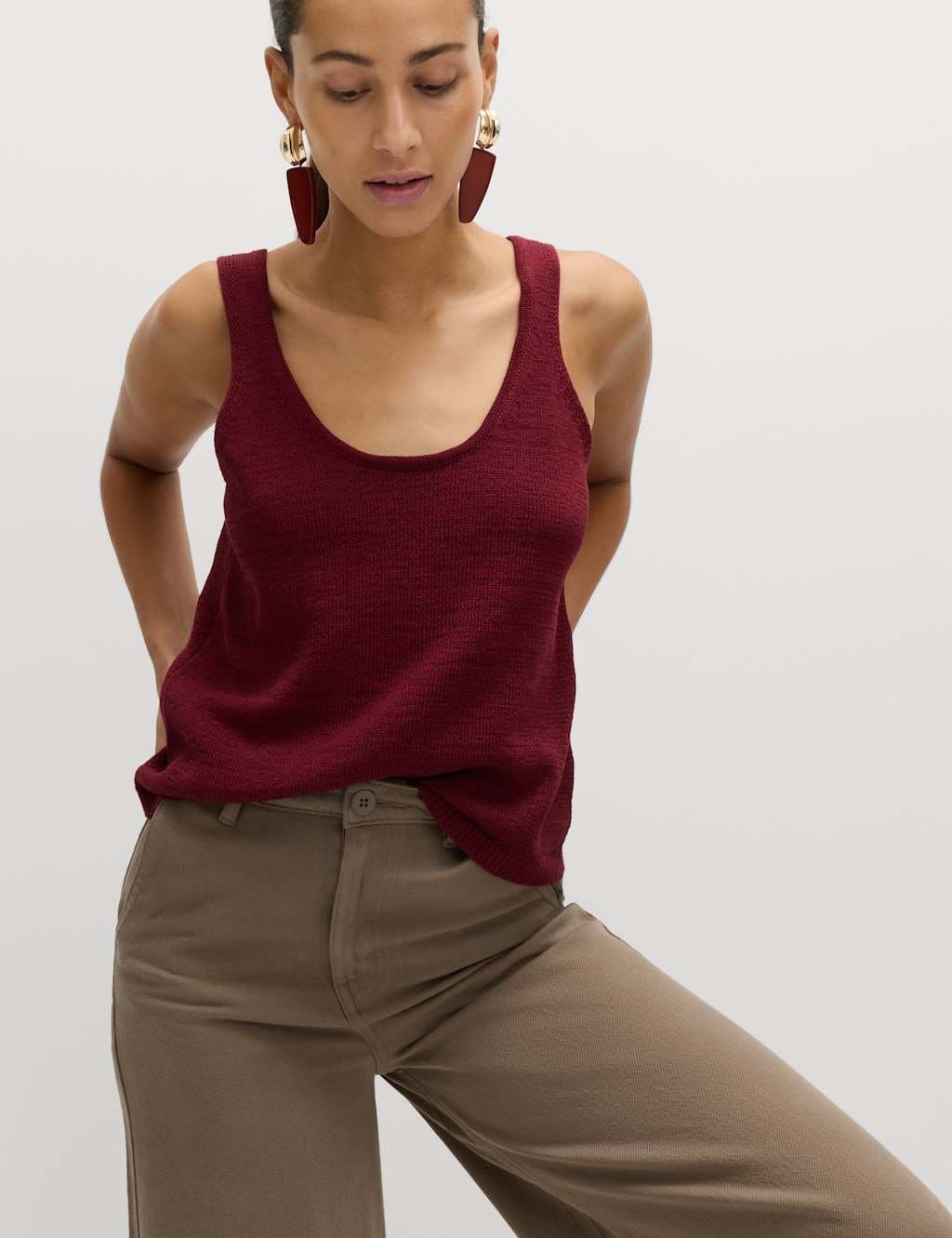 Marks & Spencer M&S Dark Claret Textured Knit Vest