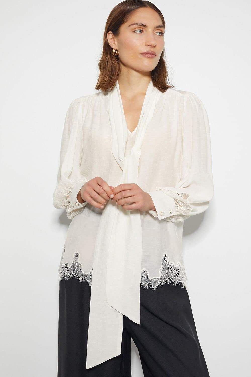 Monsoon Monsoon Ivory Lacy Pussybow Blouse for Women