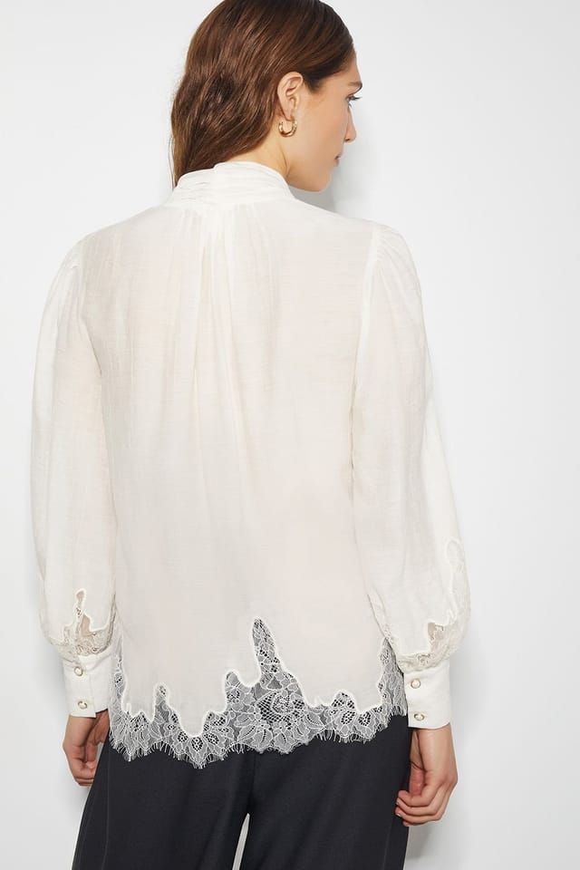 Monsoon Monsoon Women's Reece Lacy Pussybow Blouse in Ivory - 3