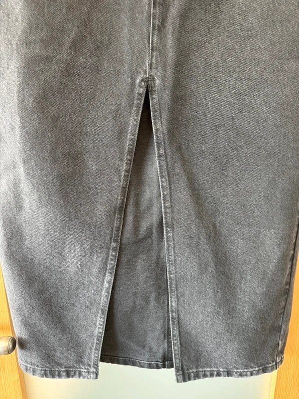 New Look Black Split Front Denim Midi Skirt Size 12
