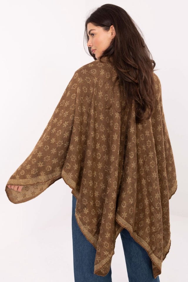 Love Lace Love Lace Women's Printed Loose Fit Poncho Wrap for Everyday in Brown - 3