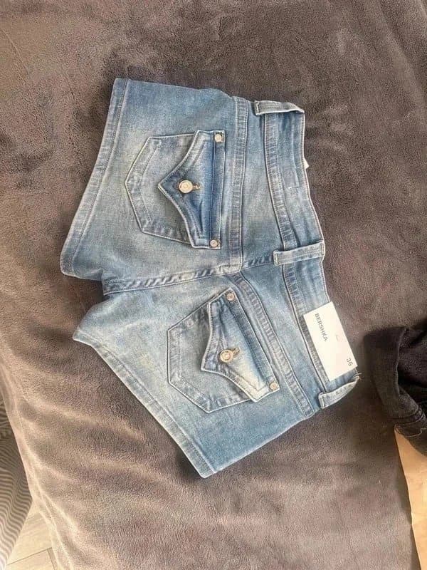 Bershka Bershka light blue denim mini shorts