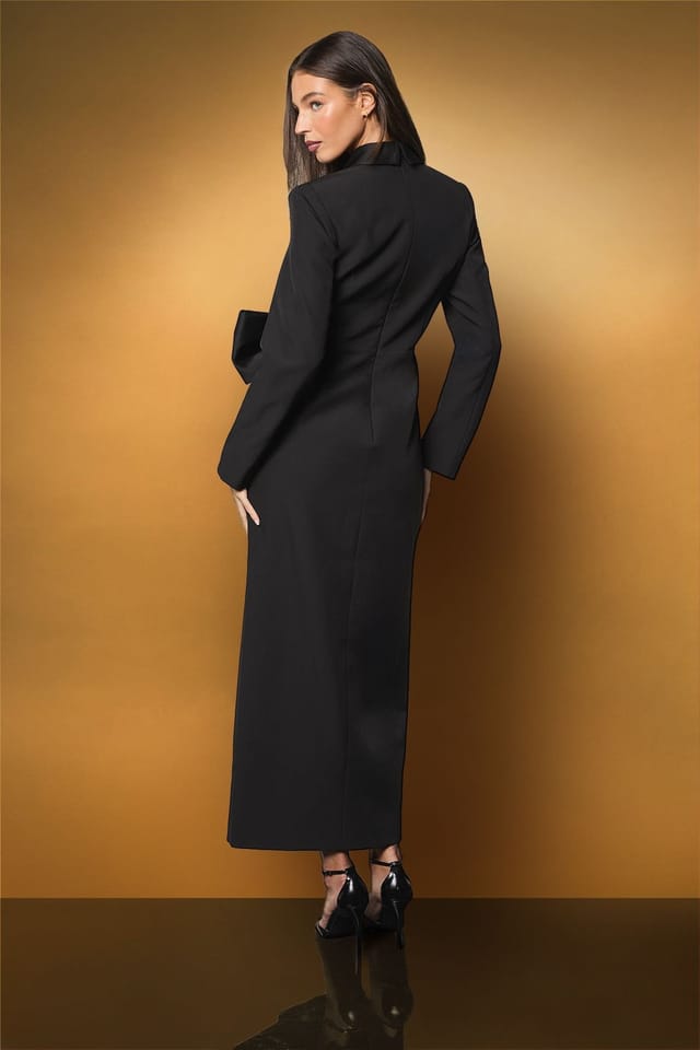 Coast Coast Women's Muse Bow Front Satin Maxi Dress in Black - 3