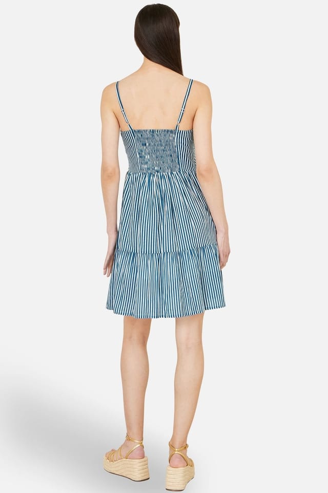 Yumi Yumi Women's Blue Stripe Cotton Mini Sun Dress - 3