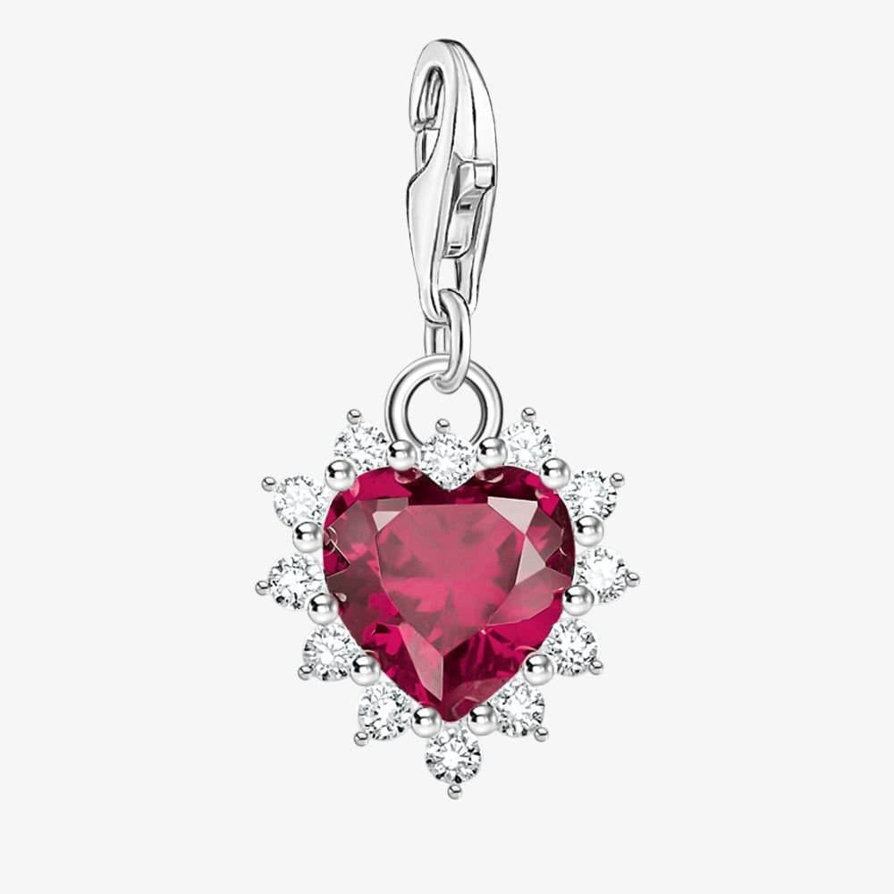 Thomas Sabo THOMAS SABO Women's As We Love Silver Ruby Cubic Zirconia Heart Dropper Charm 2204-013-10