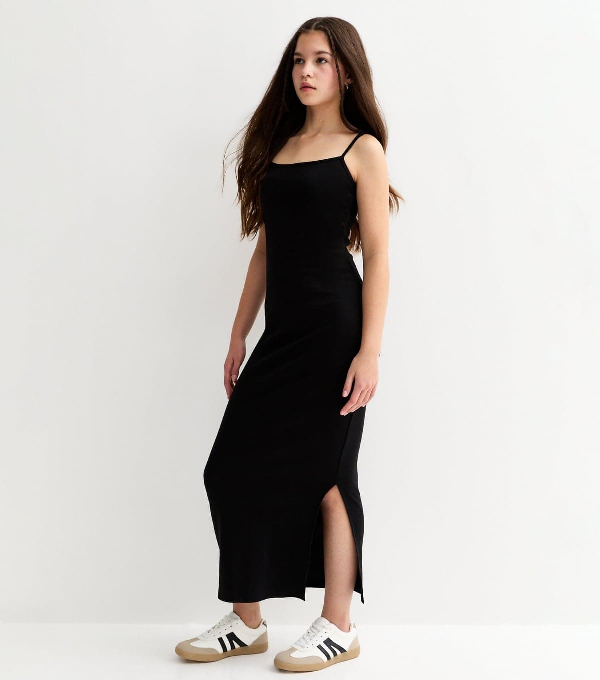 New Look Girls' Black Ruched Jersey Maxi Dress New Look