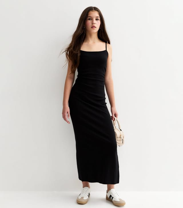 New Look Girls' Black Ruched Jersey Maxi Dress New Look - 3