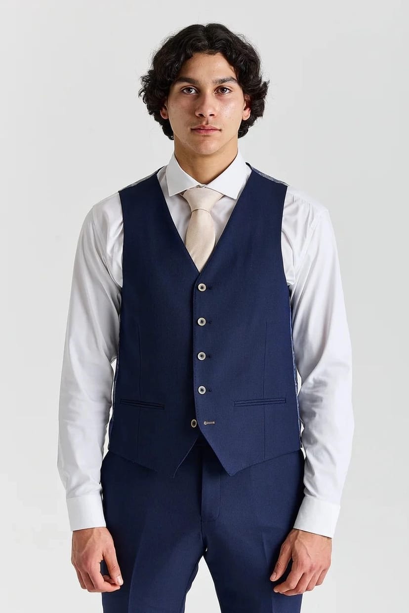 Paul Andrew Paul Andrew Men's Belmont Waistcoat Tailored Fit Summer Vest in Navy - 1