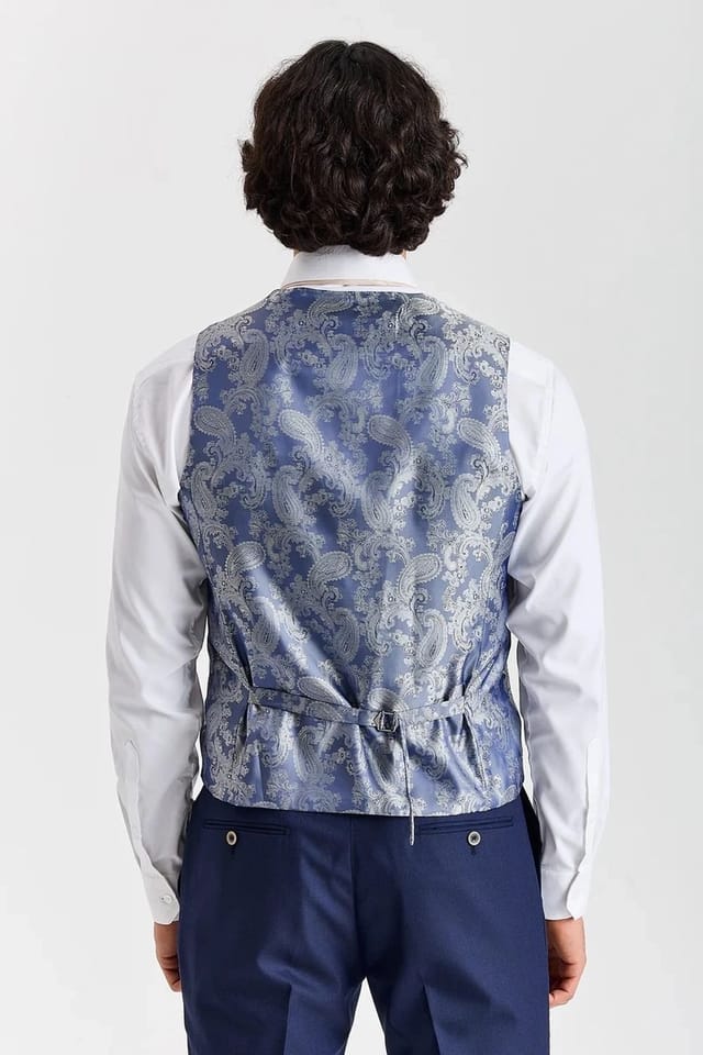 Paul Andrew Paul Andrew Men's Belmont Waistcoat Tailored Fit Summer Vest in Navy - 2