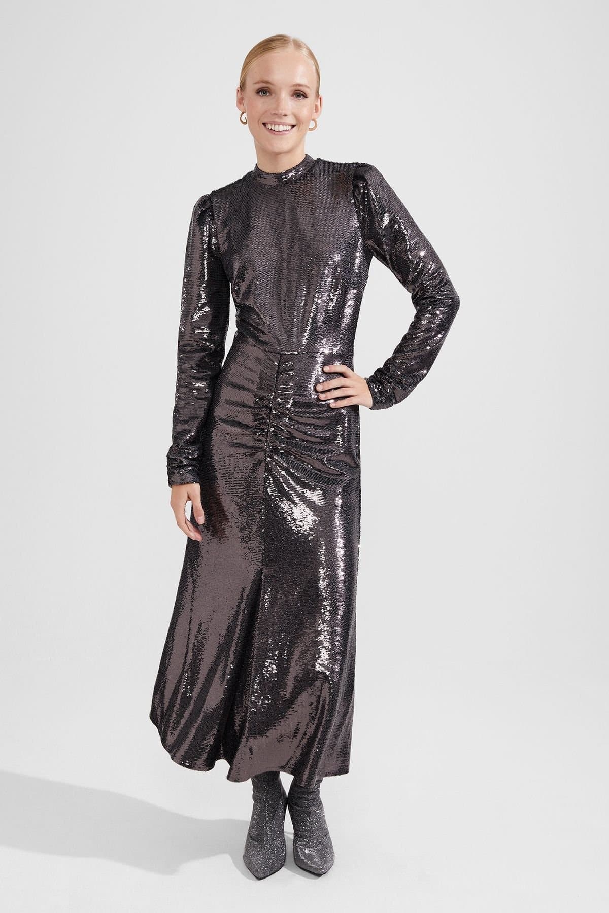 Hobbs London Hobbs London Women's Loretta Sequin Dress in Dark Grey