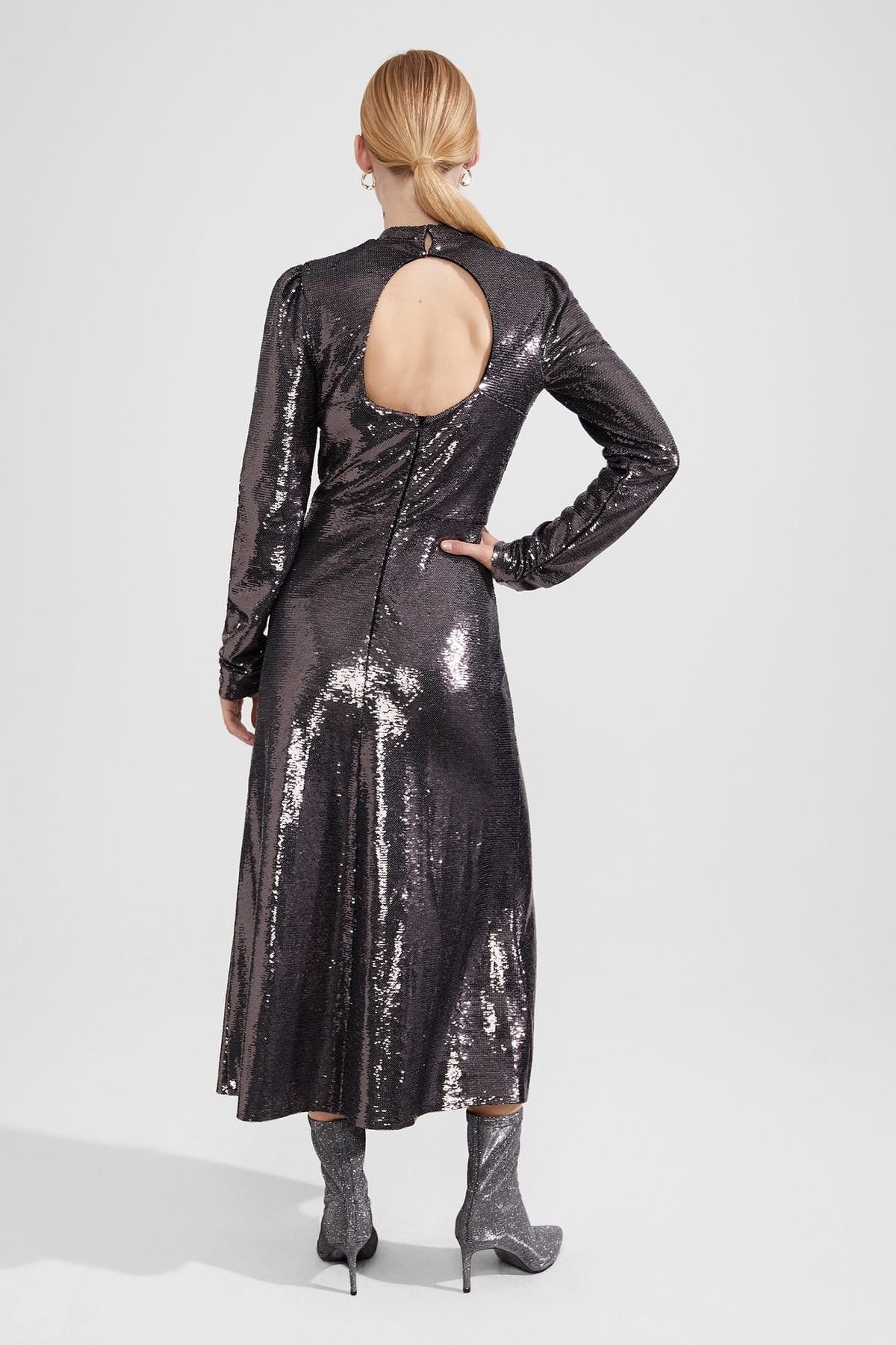 Hobbs London Hobbs London Women's Loretta Sequin Dress in Dark Grey - 4