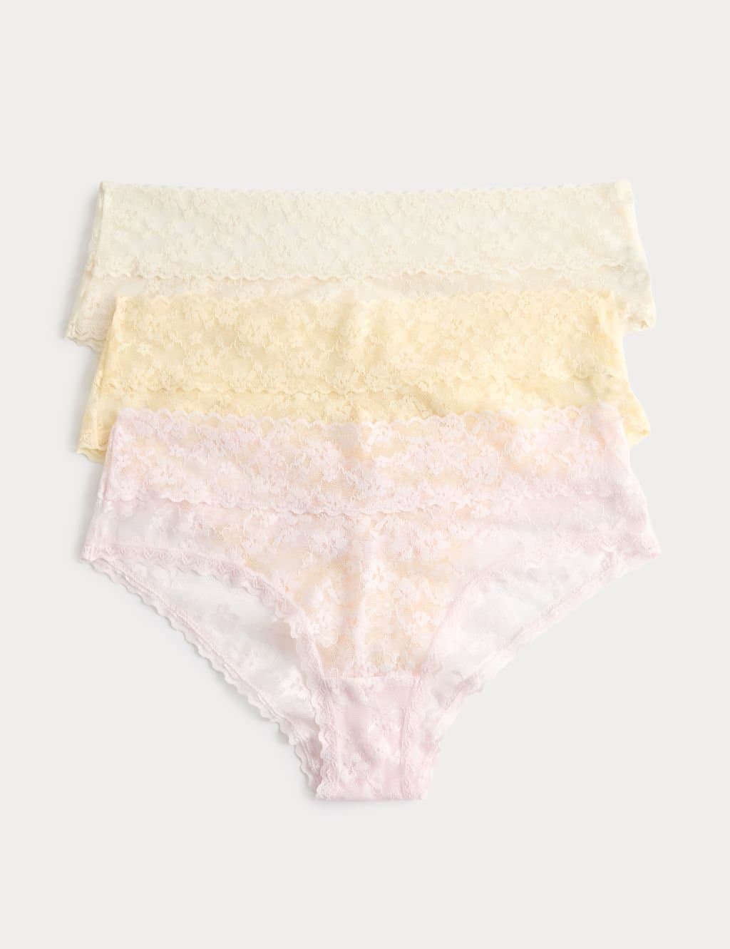 Marks & Spencer M&S 3 Pack Floral Lace Hipster Knickers Cream Mix