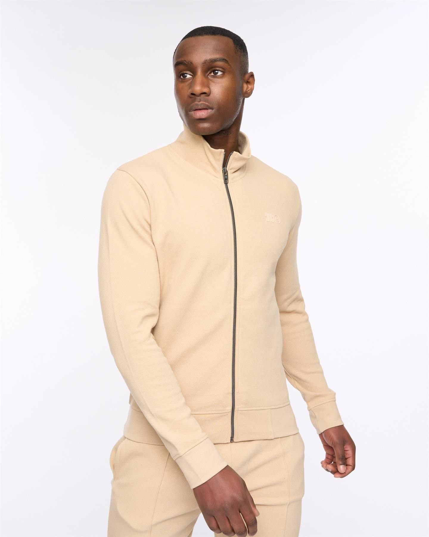 Duck&Cover Duck&Cover Men's Hannings Men's Zip-Up Sweatshirt - Cotton Rich Stretch Fleece with Raised Ink Branding in Stone
