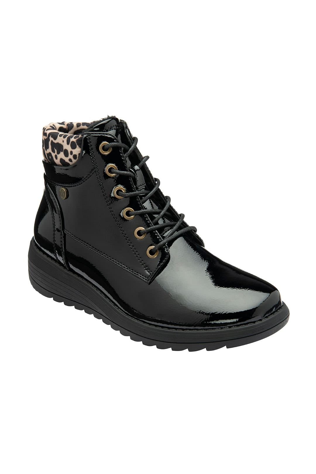 Lotus Lotus Women's 'Abelia' Patent Zip-Up Ankle Boots in Black