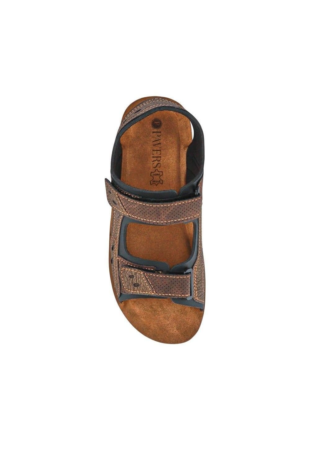 Pavers Pavers Men's Dual Touch-Fasten Sandals in Brown - 4