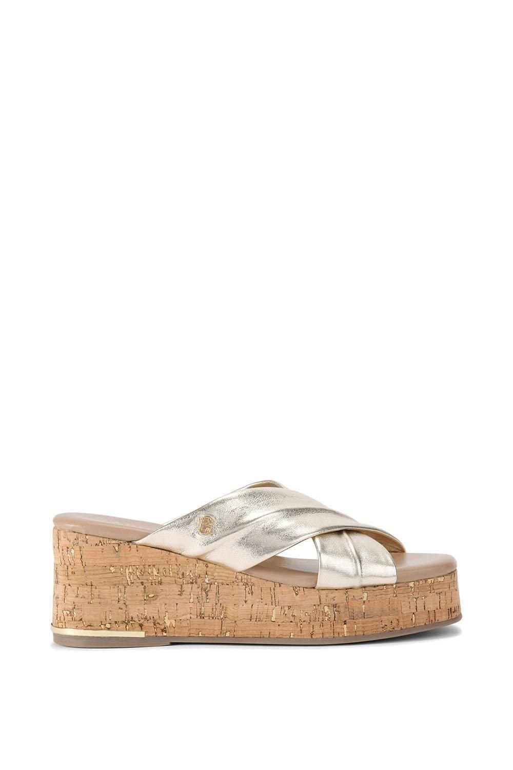 Carvela Carvela Women's 'Fresco Cross Wedge' Leather Sandals in Gold