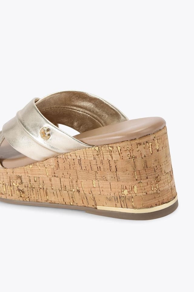 Carvela Carvela Women's 'Fresco Cross Wedge' Leather Sandals in Gold - 3