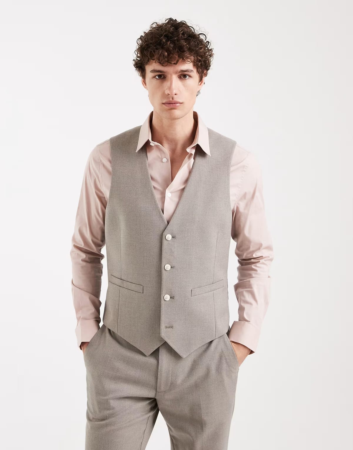 ASOS ASOS DESIGN slim suit waistcoat in grey flannel - 1