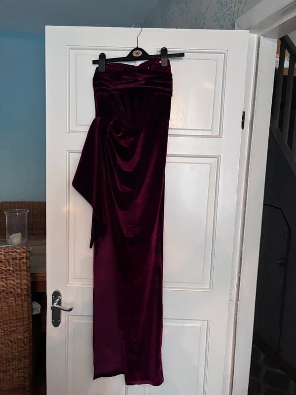 ASOS Burgundy velvet strapless maxi dress