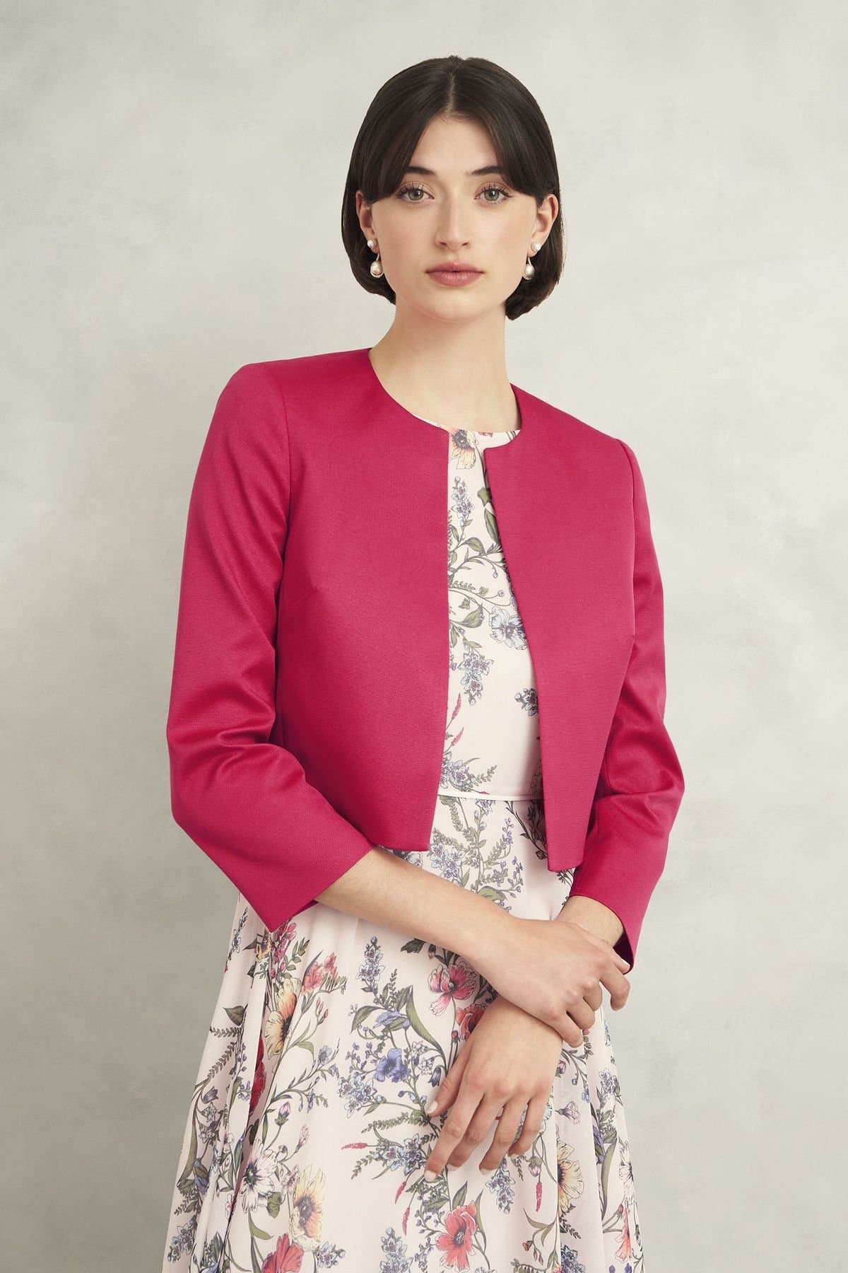Hobbs London Hobbs London Women's Elize Cropped Occasion Jacket in Fuchsia