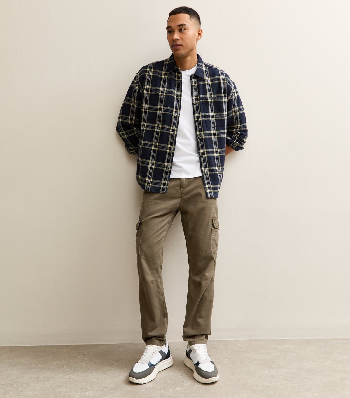 New Look Men's Dark Khaki Slim Tapered Cargo Trousers New Look