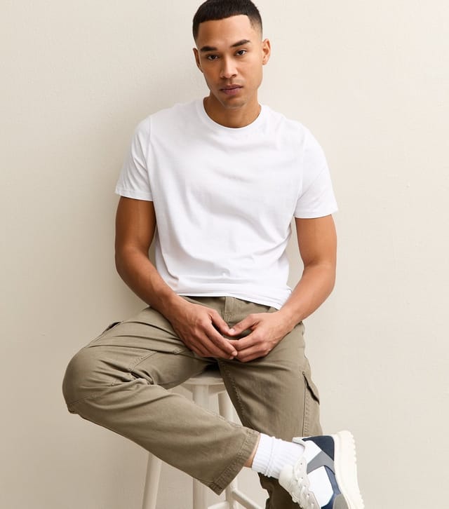 New Look Men's Dark Khaki Slim Tapered Cargo Trousers New Look - 3