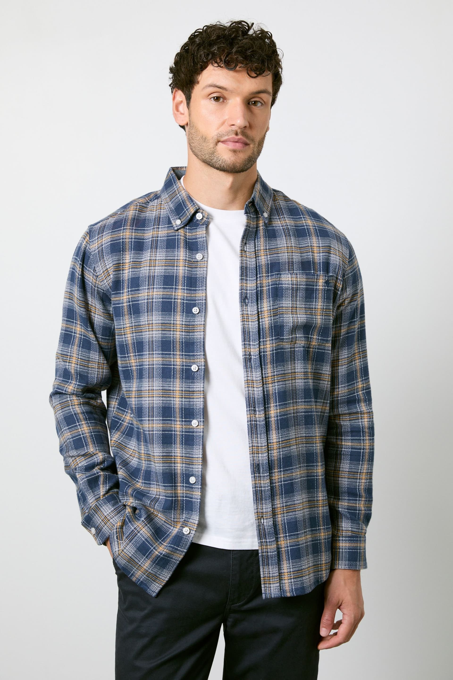Maine Maine Men's Navy Check Long Sleeve Shirt