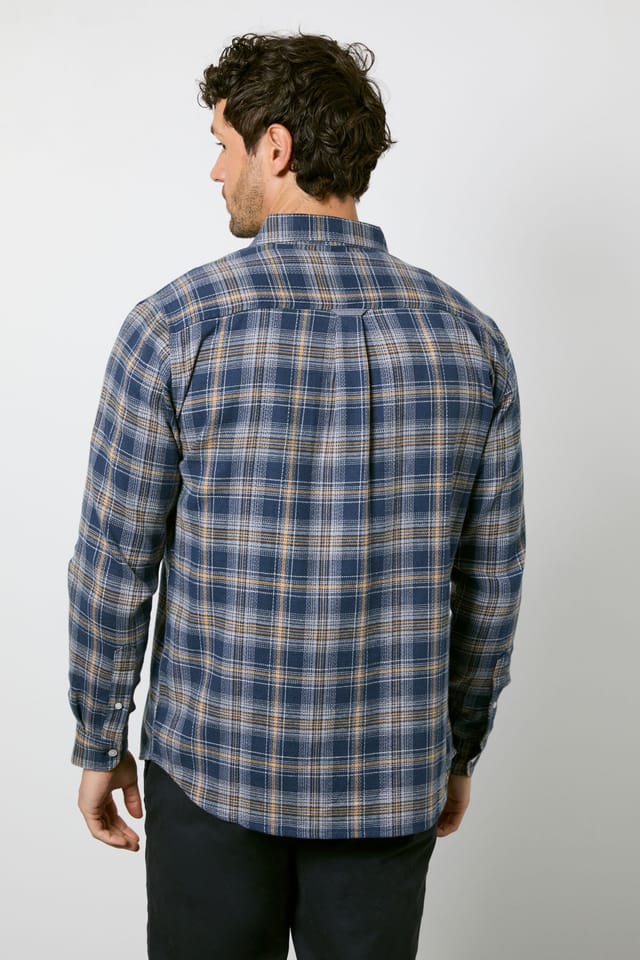 Maine Maine Men's Navy Check Long Sleeve Shirt - 3